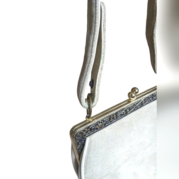 VTG 1960s Bags By Francois of California Purse - Beige With Gold Kiss Lock - Picture 2 of 10